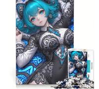 Puzzle da 1000 pezzi per adulti, ragazza anime fantasy con capelli blu, giocattolo fai da te, interazione genitore-figlio, rafforza l'amore tra le coppie 38x52cm