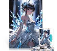 Puzzle da 1000 pezzi per adulti Ragazza anime in abito di cristallo Difficile Duro con pezzi completamente interconnessi di forma casuale 52x38cm