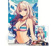 Puzzle da 1000 pezzi per adulti,ragazza anime in bikini nella neve,bordi lisci,gioco di concentrazione,costruzione,gioco tranquillo,scena natalizia (50x75cm)