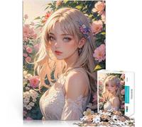 Puzzle da 1000 pezzi per adulti Ragazza anime nel giardino fiorito Antistress Sfida difficile Giocattoli per la decorazione della casa 75x50cm