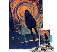 Puzzle da 1000 pezzi per adulti ragazza anime sotto un cielo vorticoso giocattolo da 1000 pezzi decorazione da parete antistress regalo di compleanno regalo di viaggio (38x26cm)