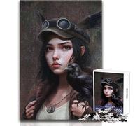 Puzzle da 1000 pezzi per adulti, ragazza avventurosa e corvo, divertimento in famiglia e serata di giochi, analisi e logica, giocattoli antistress, dimensioni 38x52cm