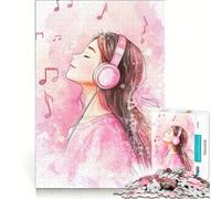 Puzzle da 1000 pezzi per adulti, ragazza che ascolta musica, antistress, difficile, ideale come elemento della lista dei desideri con Babbo Natale 38x26cm