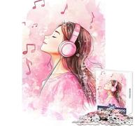 Puzzle da 1000 pezzi per adulti ragazza che ascolta musica decorazione per la casa giocattoli idee regalo gioco per famiglie con pezzi completamente interconnessi e di forma casuale dimensioni 38x52cm