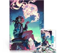 Puzzle da 1000 pezzi per adulti Ragazza che fuma un teschio anime apprendimento educativo Ogni pezzo è unico - Gioco divertente e stimolante per tutta la famiglia 38x52cm