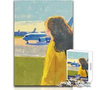 Puzzle da 1000 pezzi per adulti, ragazza che guarda l'aereo, gioco impegnativo, giocattoli, idee regalo, dimensioni 38x26cm