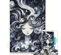 Puzzle da 1000 pezzi per adulti, ragazza con capelli come l'universo, giocattolo educativo, sfida impegnativa, collezione d'artista, belle arti 38x26cm