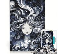 Puzzle da 1000 pezzi per adulti, ragazza con capelli come l'universo, gioco rilassante, per divertimento in famiglia, collezione d'artista, belle arti 38x52cm