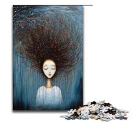 Puzzle da 1000 pezzi per adulti Ragazza con i capelli di fiori gioco impegnativo un'opera d'arte adatta per ragazzi dai 14 anni in su 75x50 cm.