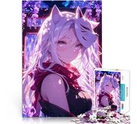 Puzzle da 1000 pezzi per adulti Ragazza con maschera di volpe serena Gara di velocità delle mani perché è ideale come regalo per tutta la famiglia 38x26cm