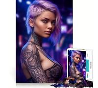 Puzzle da 1000 pezzi per adulti,ragazza cyberpunk bionda,decorazione a incastro,gioco cognitivo divertente,gioco di pace,attività per compleanno 38x26cm