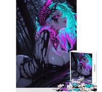 Puzzle da 1000 pezzi per adulti ragazza demone al neon nella foresta oscura decorazione per la casa giocattoli idee regalo gioco per famiglie con pezzi completamente interconnessi di forma casuale