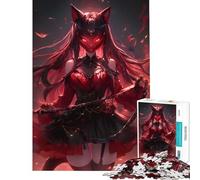 Puzzle da 1000 pezzi per adulti ragazza demone anime dai capelli rossi con maschera gioco interattivo educativo giocattolo stimolante ottimo regalo e giocattolo per il divertimento in famiglia