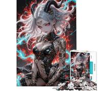 Puzzle da 1000 pezzi per adulti Ragazza Demone con corna e tatuaggi Puzzle per adulti gioco rilassante migliora la memoria regalo di compleanno e unico (dimensioni 38x26cm)