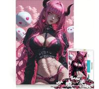 Puzzle da 1000 pezzi per adulti ragazza demone dai capelli rosa giochi rilassanti assemblaggio di modelli lista dei desideri con Babbo Natale 50x75cm