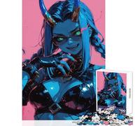 Puzzle da 1000 pezzi per adulti ragazza demone dalla pelle blu con le corna giocattolo educativo regalo divertente giochi educativi per migliorare l'amore tra coppie dimensioni 50x75cm