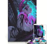 Puzzle da 1000 pezzi per adulti Ragazza Demone Neon nella Foresta Oscura Gioco interattivo Corsa di velocità manuale con pezzi ad incastro di forma casuale 38x26cm