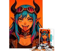 Puzzle da 1000 pezzi per adulti ragazza diavolo anime con occhiali gioco di puzzle manuale per adulti assemblaggio del modello regalo di compleanno e unico (dimensioni 38x26cm)