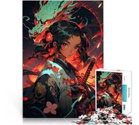 Puzzle da 1000 pezzi per adulti Ragazza drago e samurai Antistress Vacanza in patria Uccidere il tempo con poster abbinato e foglio di quiz 75x50cm