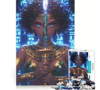 Puzzle da 1000 pezzi per adulti, ragazza egizia al neon, antistress, difficile, con Babbo Natale 50x75cm
