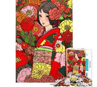 Puzzle da 1000 pezzi per adulti ragazza giapponese in kimono puzzle artistico per adolescenti modello da assemblare difficile e stimolante gioco impegnativo e per tutta la famiglia 38x26cm