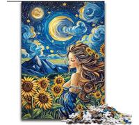 Puzzle da 1000 pezzi per adulti, ragazza girasole, giochi educativi, decorazione per la casa, ideale come regalo per tutta la famiglia dimensioni 50x75cm