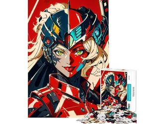 Puzzle da 1000 pezzi per adulti ragazza in armatura cibernetica gioco rompicapo analisi e logica compleanno e Natale (dimensioni 38x26cm)