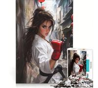 Puzzle da 1000 pezzi per adulti ragazza karateka in un vicolo giochi rilassanti assemblaggio di modelli lista dei desideri con Babbo Natale 38x52cm