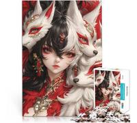 Puzzle da 1000 pezzi per adulti Ragazza Kitsune con maschere Gioco di famiglia antistress sfida difficile Ottimi regali e giocattoli 52x38cm