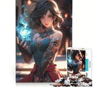 Puzzle da 1000 pezzi per adulti Ragazza Maga che Lancia un Incantesimo Giochi per Famiglia Antistress Collezione d'Artista Belle Arti 38x52cm