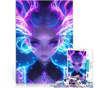 Puzzle da 1000 pezzi per adulti Ragazza spirito anime al neon celeste Giochi divertenti Attività divertenti a casa, regali di compleanno, regali di viaggio, 38x52cm