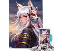 Puzzle da 1000 pezzi per adulti ragazza volpe con maschera arte digitale per compleanno Natale sfida difficile gioco educativo per ragazzi dai 14 anni in su (38x52cm)