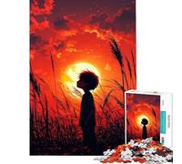Puzzle da 1000 pezzi per adulti ragazzo che guarda il tramonto in un campo Impegnativo da completare perfetto come decorazione gioco divertente adatto a partire dai 14 anni (38x52cm)
