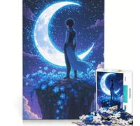 Puzzle da 1000 pezzi per adulti, ragazzo che guarda la luna, gioco rilassante, impegnativo da completare, lista dei desideri con Babbo Natale 38x26cm