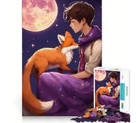 Puzzle da 1000 pezzi per adulti: Ragazzo e volpe sotto la luna,ritaglio preciso,gioco di abilità,svago,divertimento,regalo di compleanno (50x75cm)