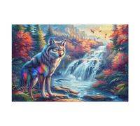 Puzzle Da 1000 Pezzi Per Adulti Rainbow Wolf Waterfall 1000 PCS 75x50cm Motivo Artistico Ideale Per Amanti Dell'Arte Decorazione Murale Opera D'Arte Collezionabile