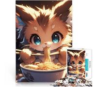 Puzzle da 1000 pezzi per adulti Ramen di gattini anime Difficile da completare ma divertente e umoristico Regali di Babbo Natale segreto 38x26cm