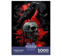 Puzzle Da 1000 Pezzi Per Adulti Raven on Skull (2) Puzzle Per Adulti Gioco Rompicapo Assemblaggio Di Modelli Difficile E Impegnativo 70x50cm/1000pcs