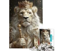 Puzzle da 1000 pezzi per adulti Re Leone Bianco gioco di squadra corsa a tempo ideale come regalo per tutta la famiglia (dimensioni 38x52cm)