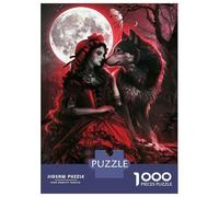 Puzzle Da 1000 Pezzi Per Adulti Red Moonlit Fantasy Gothic Romance with Wolf Puzzle Per Adulti Giochi Rilassanti Regalo Di Compleanno Ideale Come Regalo Per Tutta La Famiglia 38x26cm/1000pcs