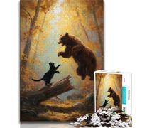 Puzzle da 1000 pezzi per adulti, regali a forma di gatto nero e orso bruno, giocattoli, giochi educativi, decorazioni per la casa e regali unici antistress (75x50cm)