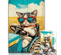 Puzzle da 1000 pezzi per adulti, regali a tema fattoria con gatto, antistress, per ammazzare il tempo durante le vacanze, con poster abbinato e foglio di quiz (38x26cm)