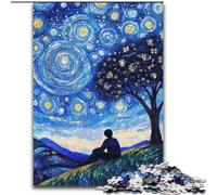 Puzzle da 1000 pezzi per adulti, regali, albero sotto il cielo notturno, giocattoli educativi per l'apprendimento, giochi per famiglie, adatti per la decorazione della scrivania (dimensioni 26x38cm)