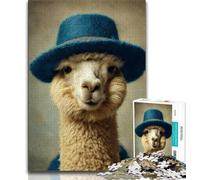 Puzzle da 1000 pezzi per adulti regali Alpaca che indossa un cappello 1000 pezzi per adolescenti giochi educativi giocattoli fai da te fantastici regali e giocattoli 26x38cm