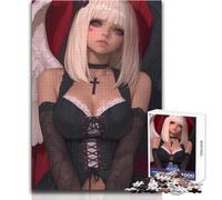 Puzzle da 1000 pezzi per adulti, regali, angelo con vestito nero, ragazza anime, giochi educativi, attività per la famiglia, regali di compleanno, dimensioni 50x75cm