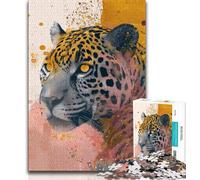 Puzzle da 1000 pezzi per adulti, regali, arte del leopardo, giocattoli educativi per l'apprendimento, giochi per famiglie, regali e compleanni unici 38x26cm