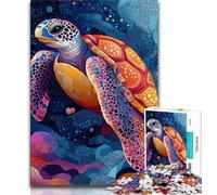 Puzzle da 1000 pezzi per adulti, regali, arte della tartaruga, gioco per famiglie, antistress, sfida difficile, migliora l'amore tra coppie (38x26cm)