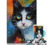 Puzzle da 1000 pezzi per adulti, regali artistici a forma di gatto, giocattoli da gioco stimolanti, decorazioni da parete, regali unici per compleanno e Natale, 50x75cm