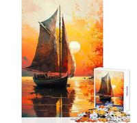 Puzzle da 1000 pezzi per adulti regali barca a vela tramonto paesaggio decorazione per la casa giocattoli fantastici regali e giocattoli gioco pratico ogni pezzo è unico - dimensioni 38x52cm