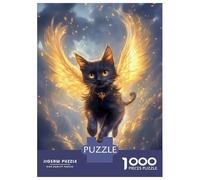 Puzzle Da 1000 Pezzi Per Adulti, Regali Black Cat with Golden Wings Black Cat Puzzle Per Adulti, Giochi Rilassanti, Corsa Di Velocità Manuale, Regalo Di Compleanno, Regali, 52x38cm/1000pcs